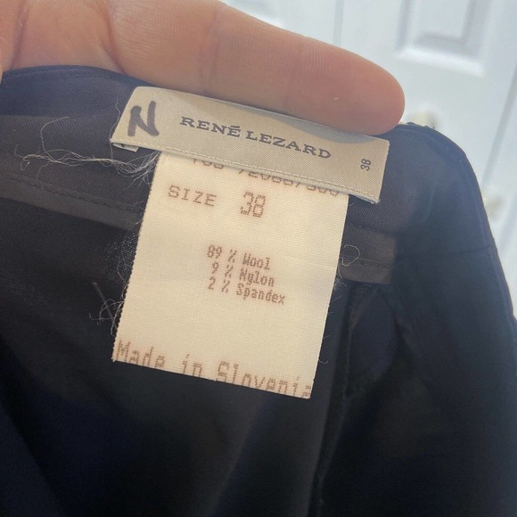 Rene Lezard Womens Sz 38 Wool Blend Dress Pant Straight Leg Pockets Cuffed Black - Picture 5 of 10